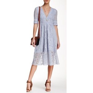 Free People Mountain Laurel Lace Midi Dress Blue